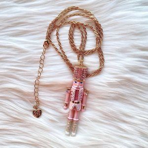 NWOT Betsey Johnson Pink Nutcracker Pendant Necklace Christmas Holiday Ballet